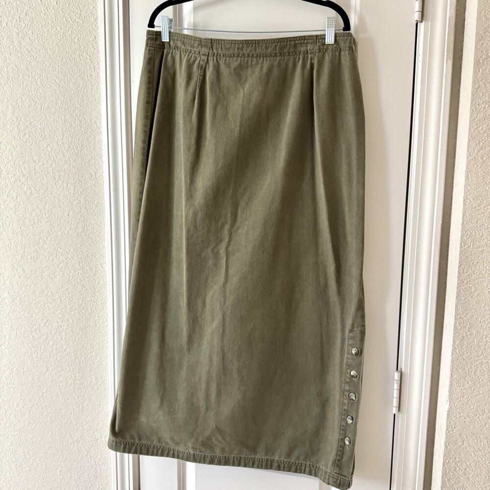 Vintage Ruff Hewn Sz 16 Green Denim Maxi Skirt Prairie Western Boho Cowgirl USA